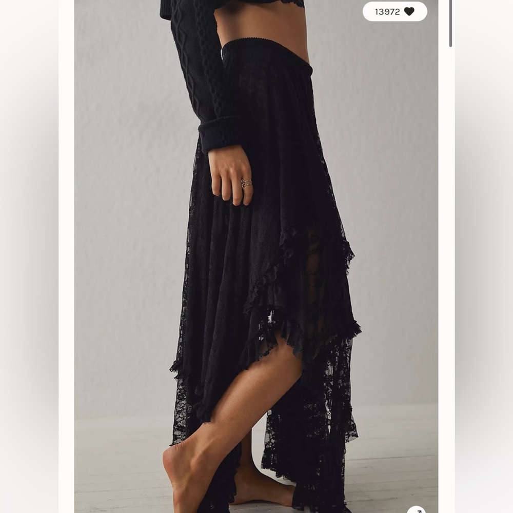 Free People French Courtship Half Slip Lace Asymmetrical Skirt S
